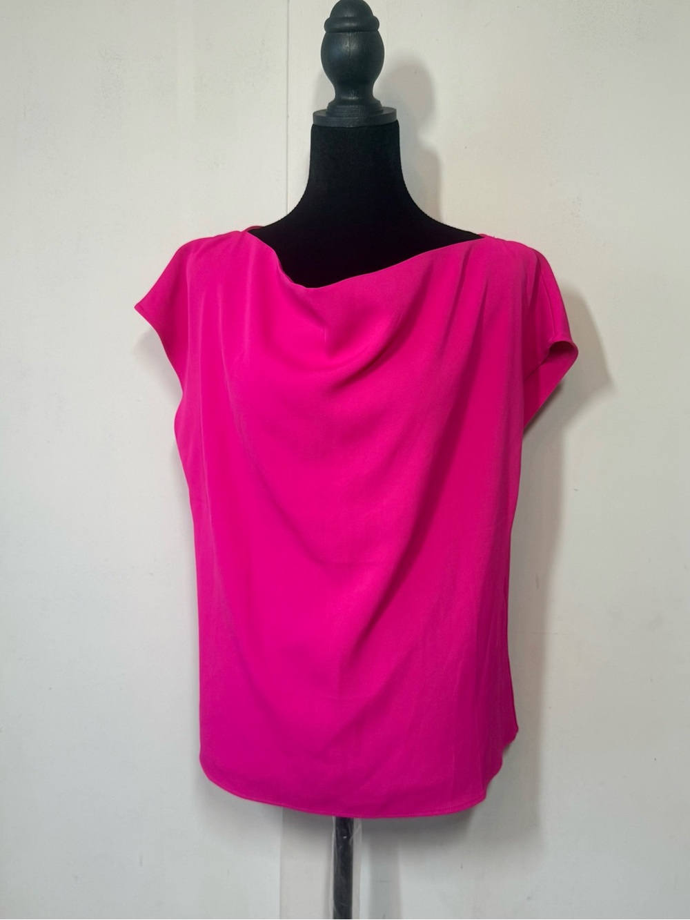 MELLODAY Hot Pink Cowl Neck Cap Sleeve Blouse